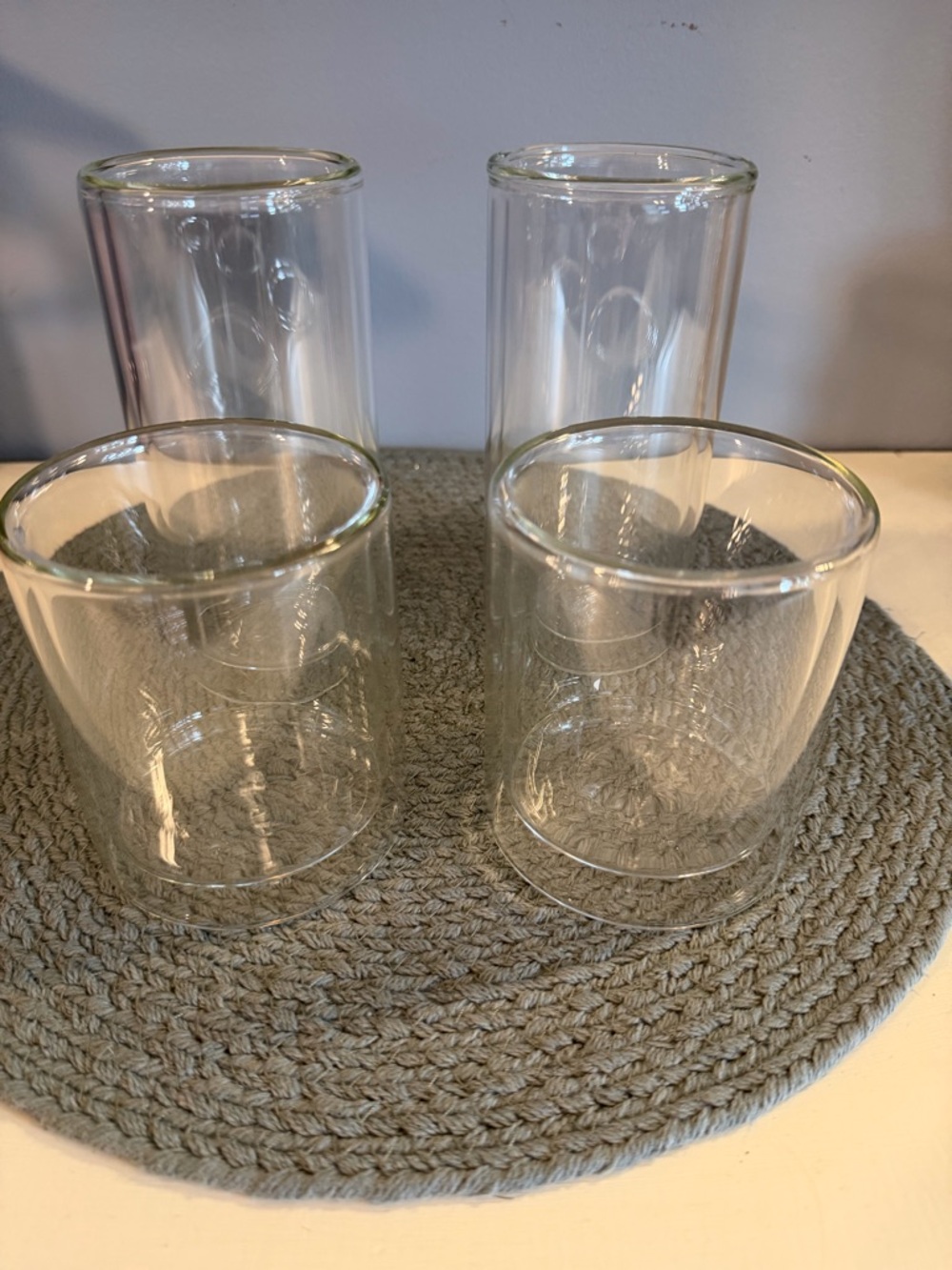 Set of 4 Double-Walled Clear Glass Tumblers